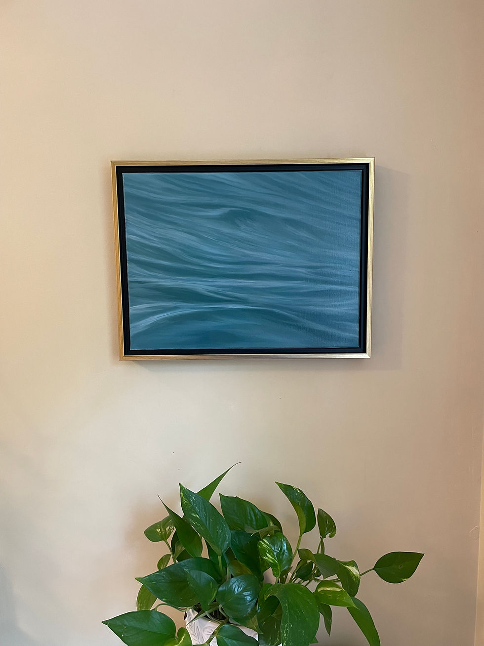 Original oil seascape painting, The Cascade, full canvas view, by New England ocean artist Kelly Geffert