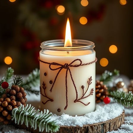 hand made gift candleswith a winter background.jpg