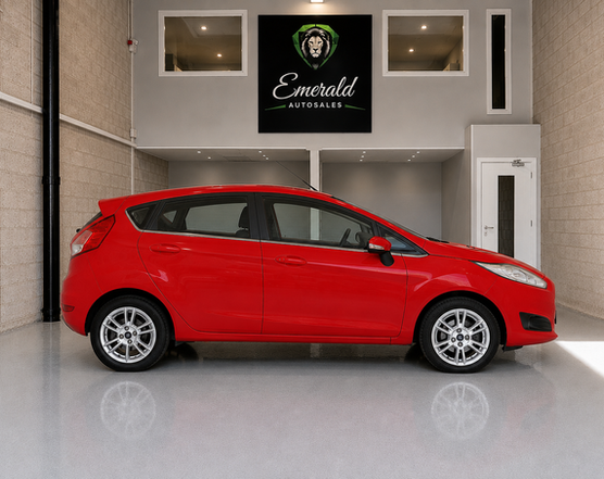 Used Ford Ford Fiesta 1.6 Zetec Power Shift Hatchback 2014 in Red for sale in Leeds at Emerald Autosales - exterior front view