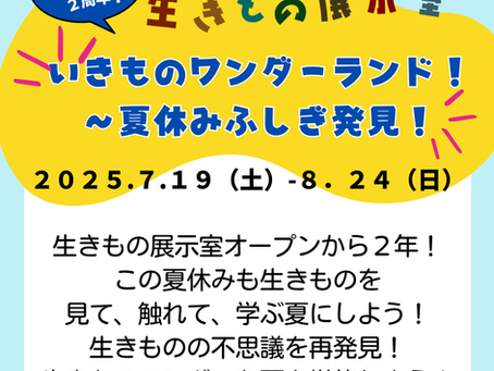 生きもの展示室２周年記念イベントのお知らせ