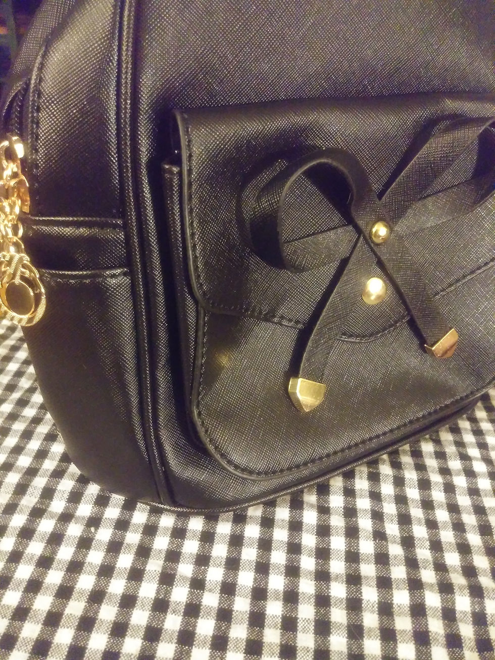 Thumbnail: Black Bow Back Pack Purse Medium-sized
