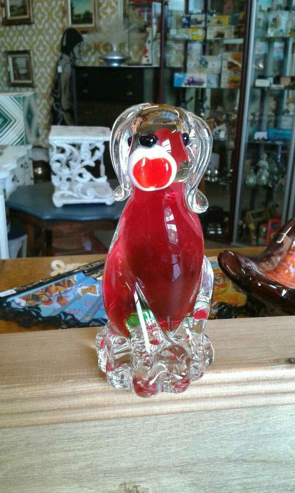 Thumbnail: Vintage hand blown glass dog, oh soo cute pooch.
