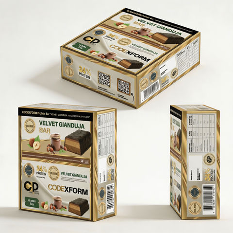 Зображення коробки Protein  Bar Velvet Gianduja у різних ракурсах