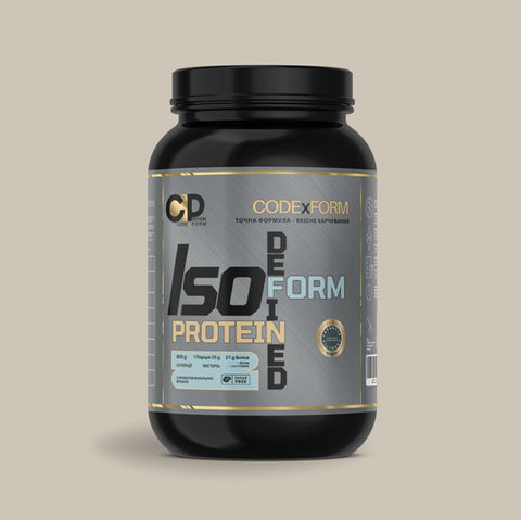 Фронтальний ракурс банки CODExFORM ISO Protein «Ванільні Вершки» з основною етикеткою крупним планом.