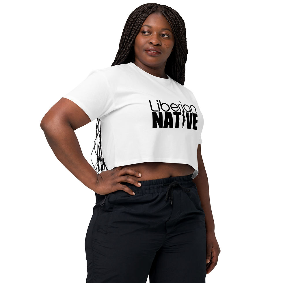 Thumbnail: Liberian Native Black Print Women’s crop top