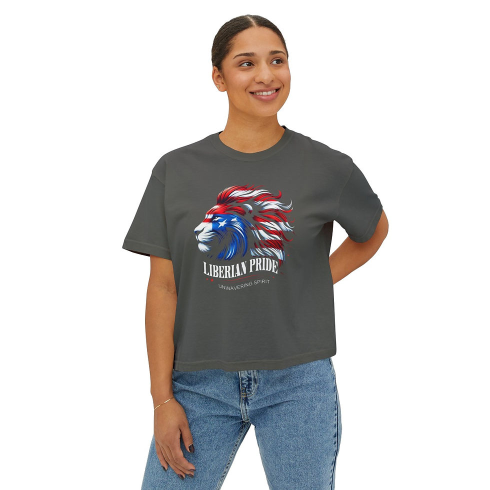 Thumbnail: Liberian Pride, Unwavering Spirit Women's Boxy Tee