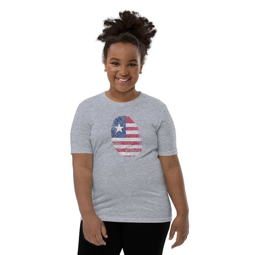 Thumbnail: Liberian Flag Finger Print Youth Short Sleeve T-Shirt