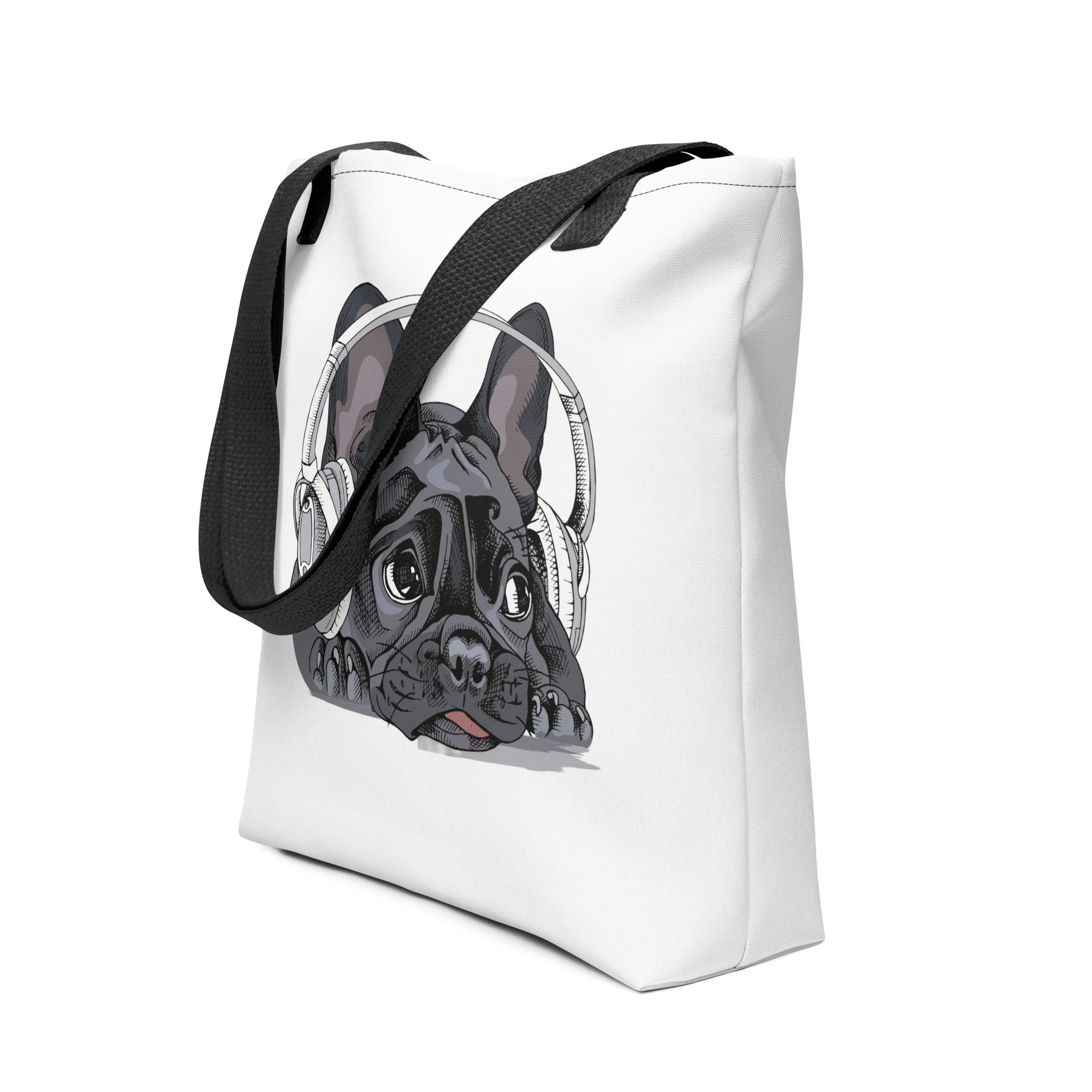French Bulldog with headphones Tote bag