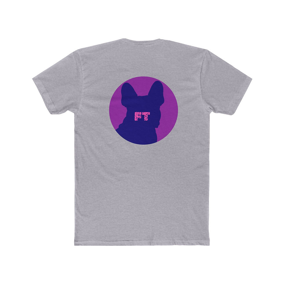 Thumbnail: French Bulldog Unisex Cotton Crew Tee - Purple/White