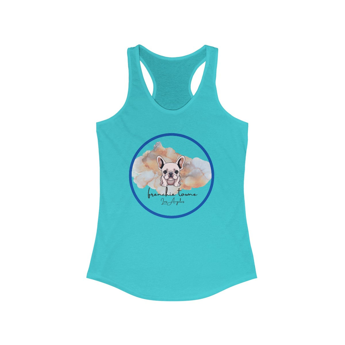 Frenchie Towne French Bulldog logo Women's  Racerback Tank