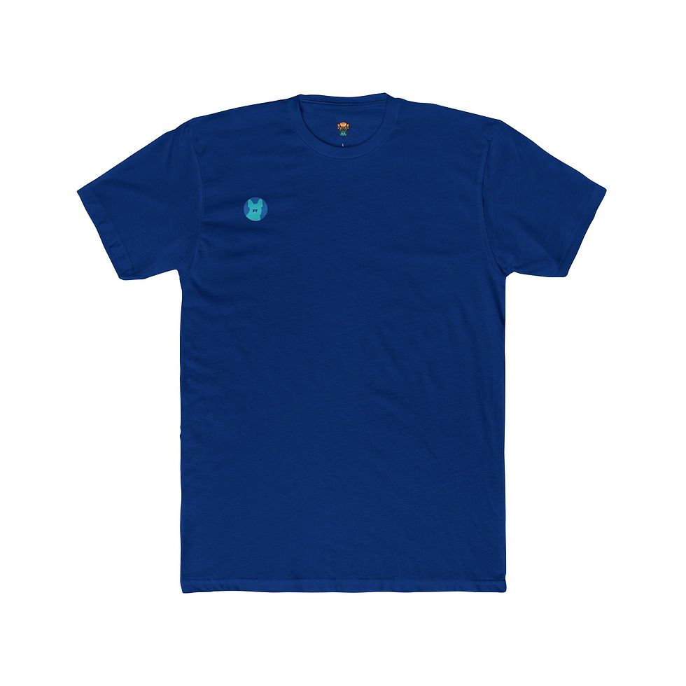 Thumbnail: French Bulldog Unisex Cotton Crew Tee - Turquoise and Blue