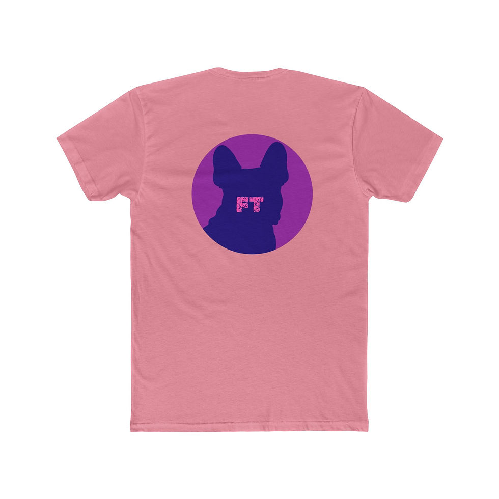 Thumbnail: French Bulldog Unisex Cotton Crew Tee - Purple/White