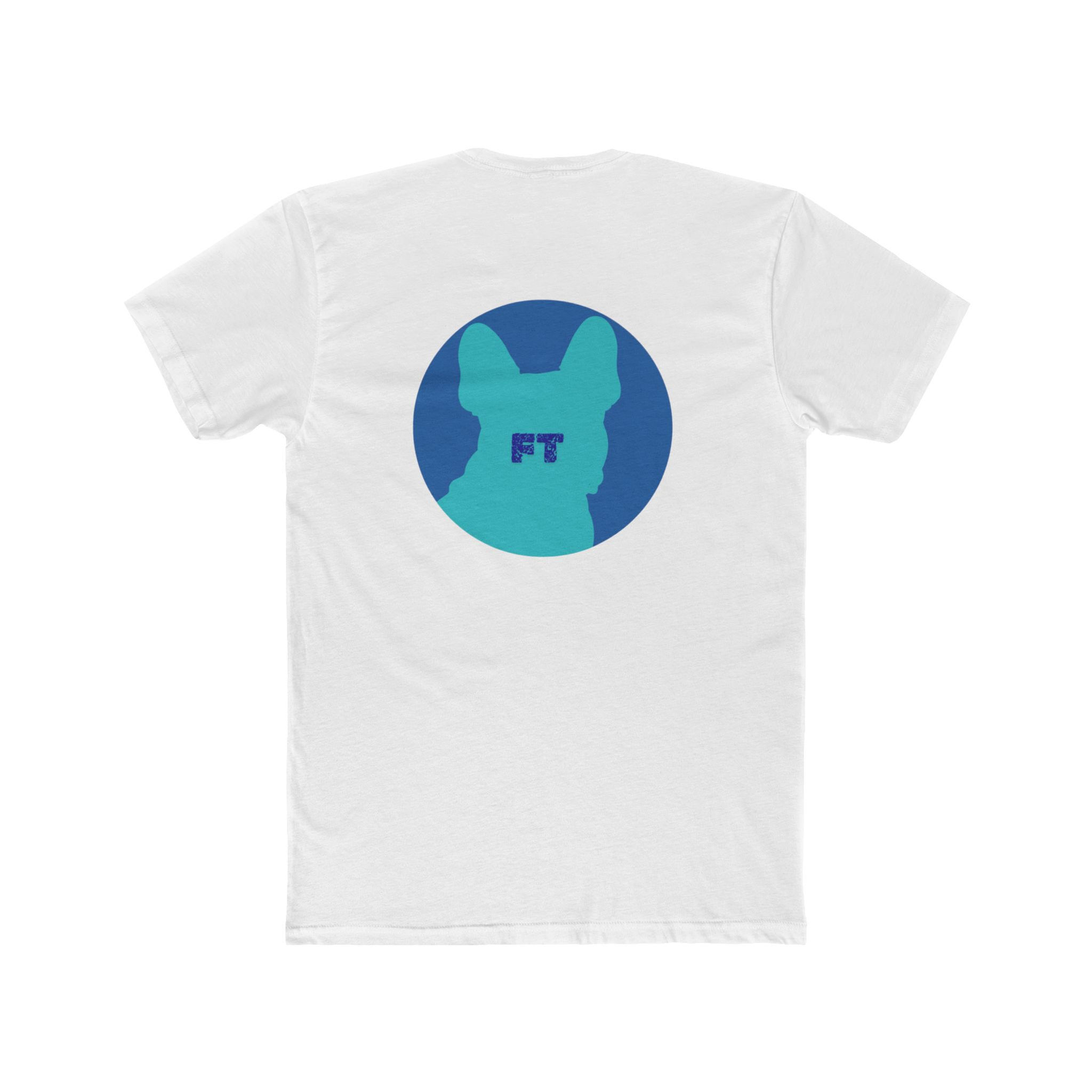 French Bulldog Unisex Cotton Crew Tee - Turquoise and Blue