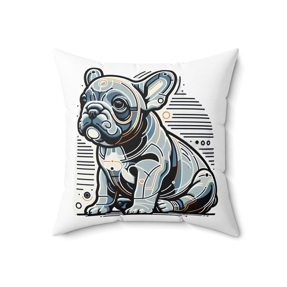 Thumbnail: Frenchie Towne Cyber French Bulldog Square Pillow