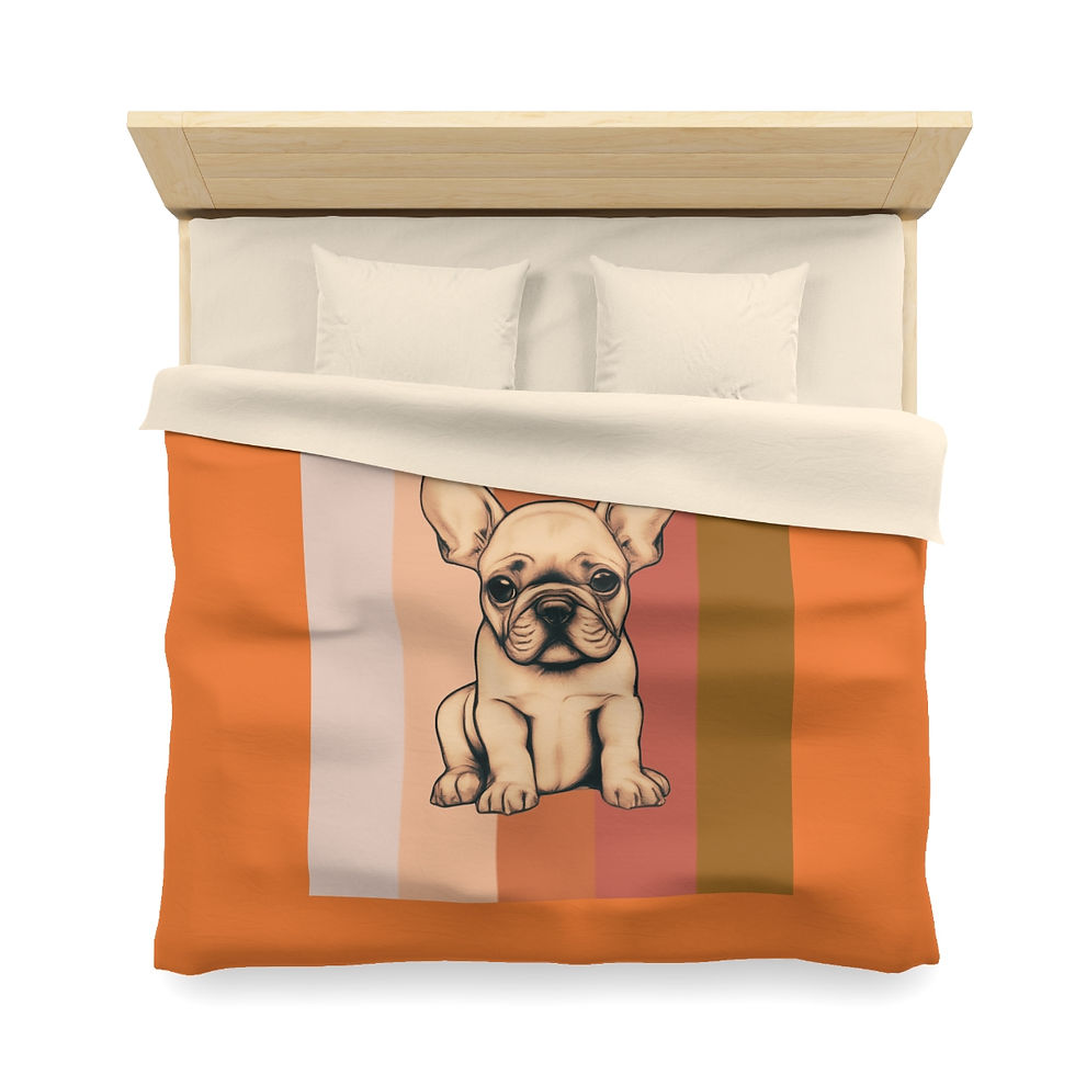 Thumbnail: The Brooklyn - Orange Frenchie Microfiber Duvet Cover