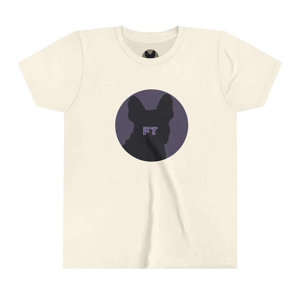 Thumbnail: Frenchie Towne French Bulldog Youth Short Sleeve Tee Purple