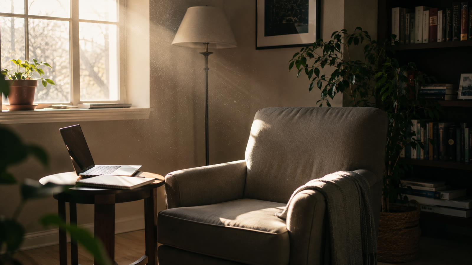 A quiet office corner ready for a conversation about your books