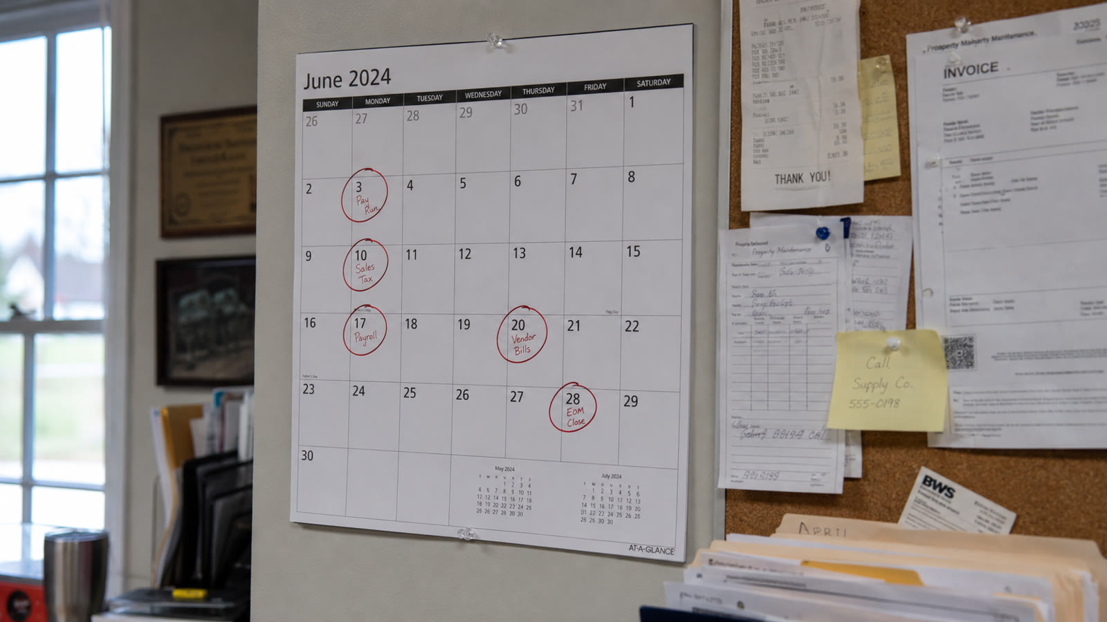 Desk calendar marked with compliance deadlines