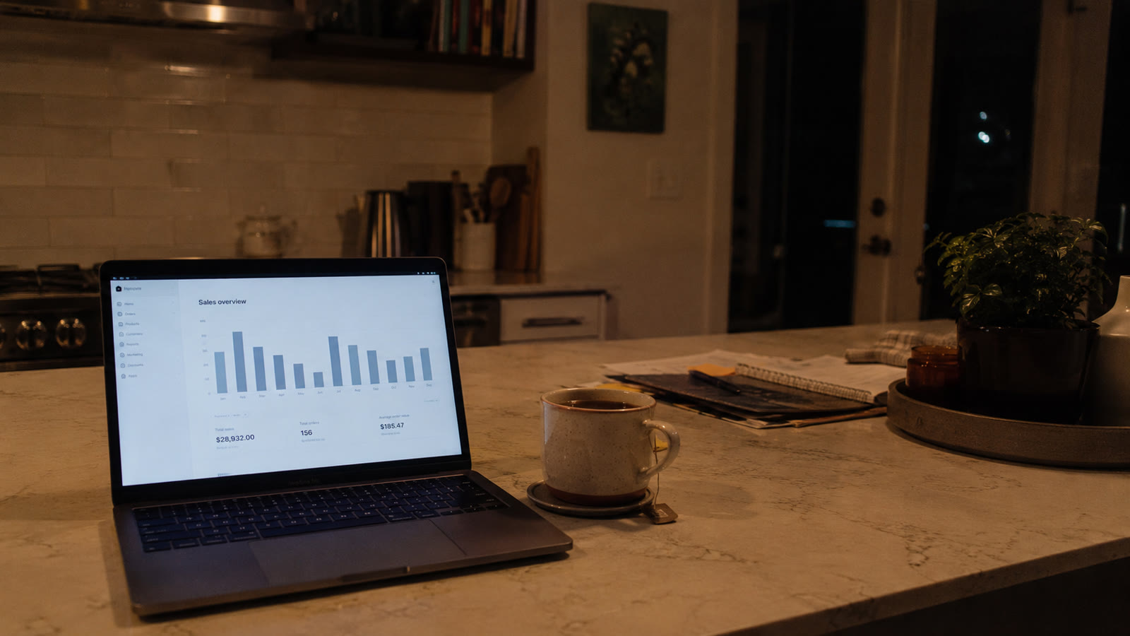 Financial charts and cash flow insights on a laptop screen
