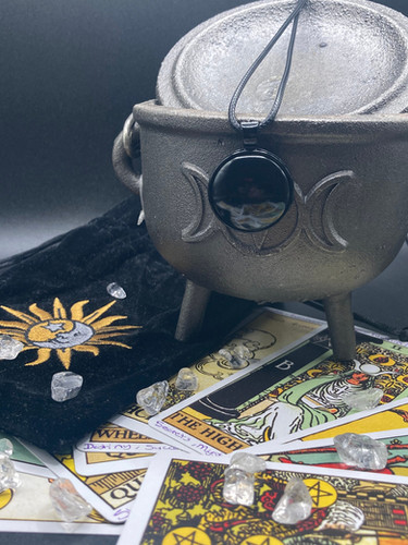 Hexenspiegel (witches' mirror) pendant Solar Crone Creation