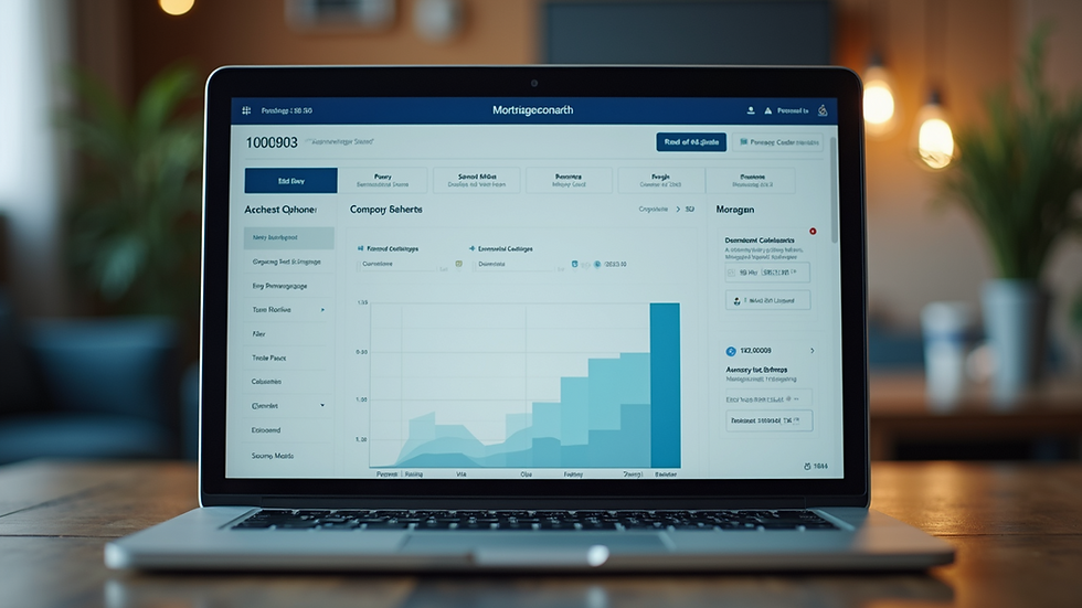 Eye-level view of a laptop screen showing a mortgage calculator tool