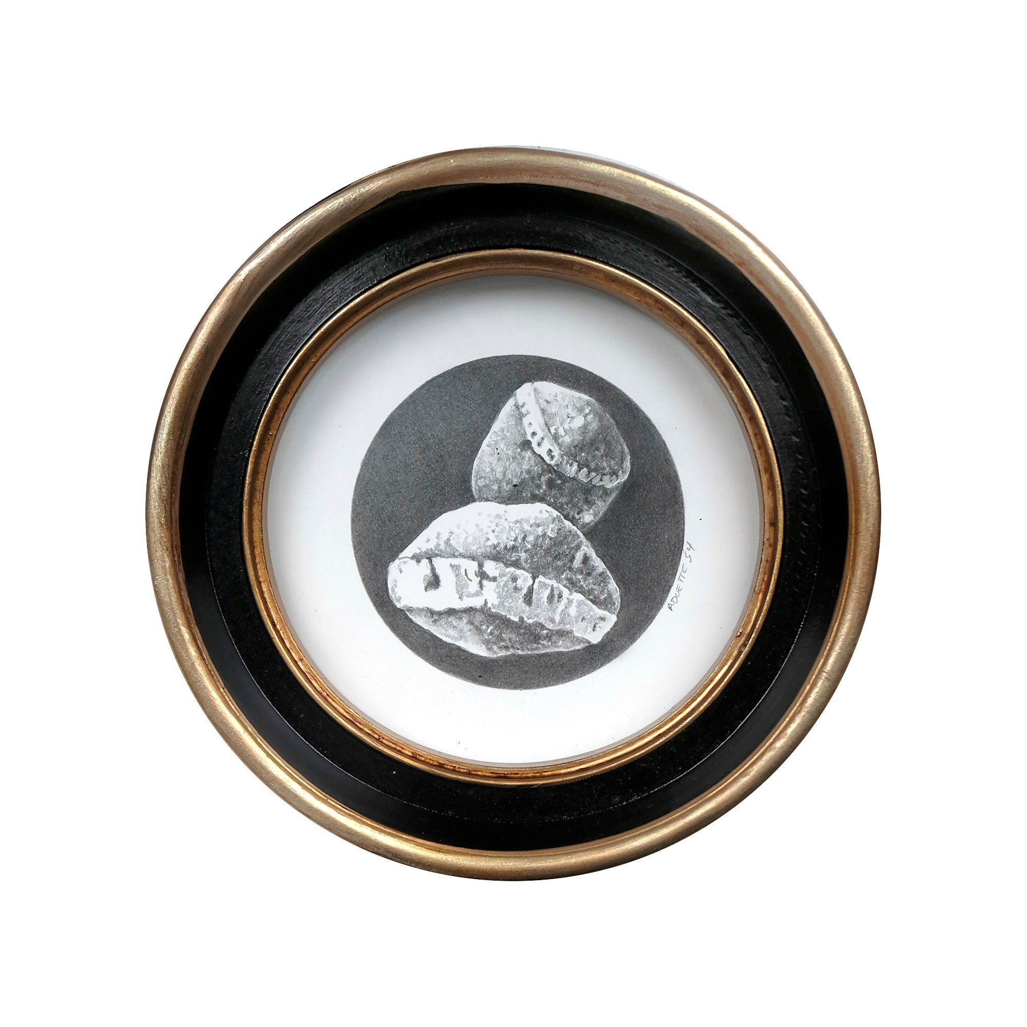 Miniature Framed Drawing No. 54 / Two Wishing Stones