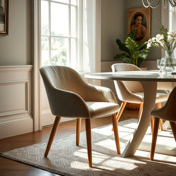 Dining chair close up shot with soft lighting highlighiyinh all the details