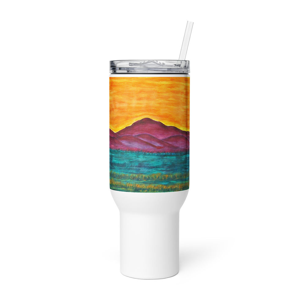 Thumbnail: Laramie Peak Sunset Travel mug with a handle