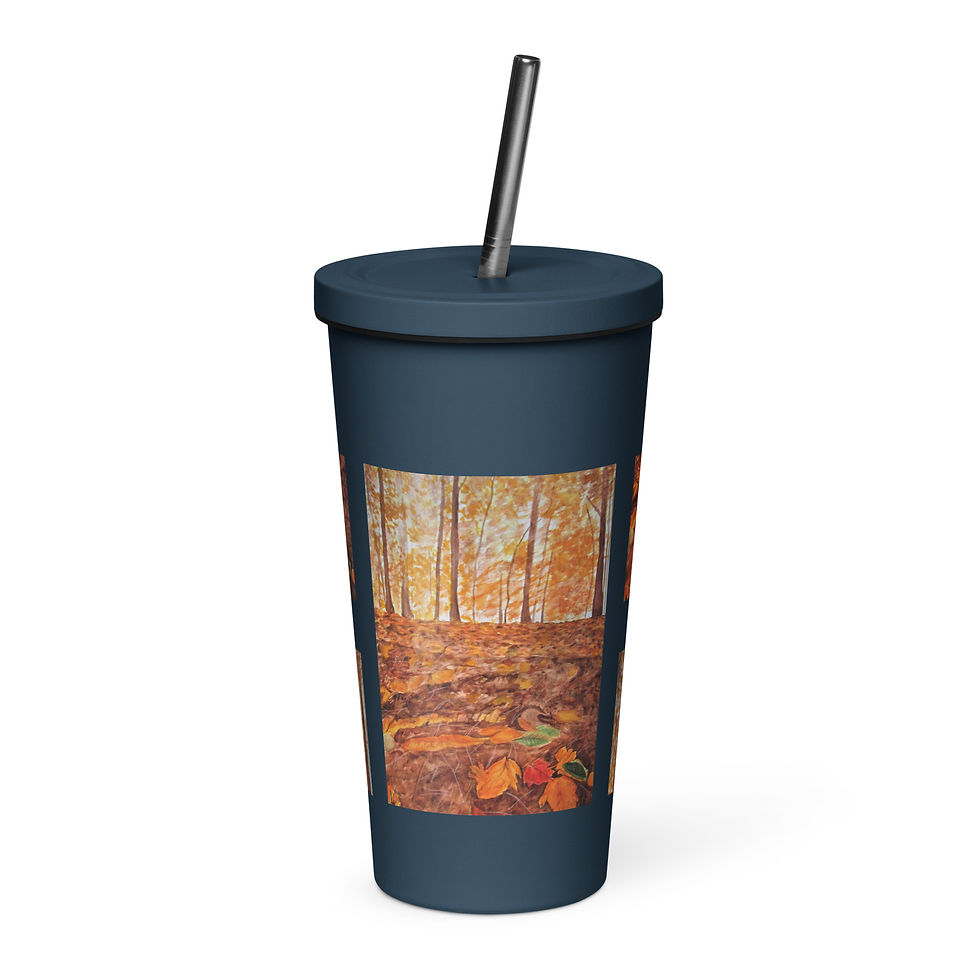 Thumbnail: Autumn Mosaic Insulated tumbler with a straw