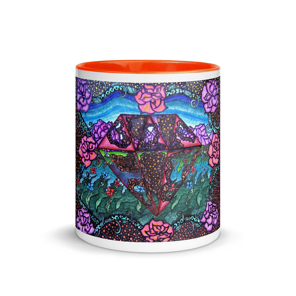 Thumbnail: Diamonds and Roses Mug with Color Inside