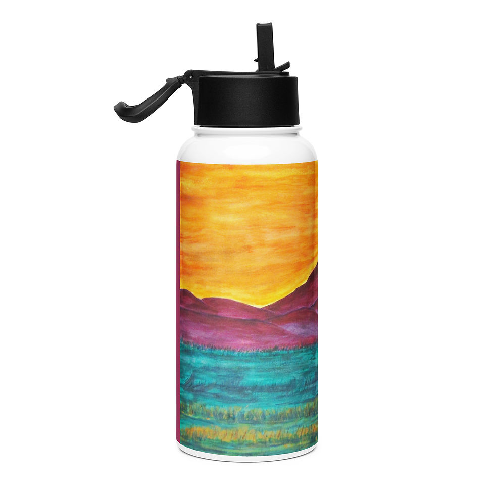 Thumbnail: Laramie Peak Sunset Stainless steel water bottle with a straw lid
