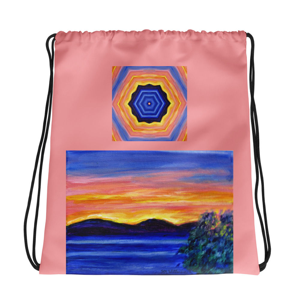 Sunset over Snowy Range Drawstring bag