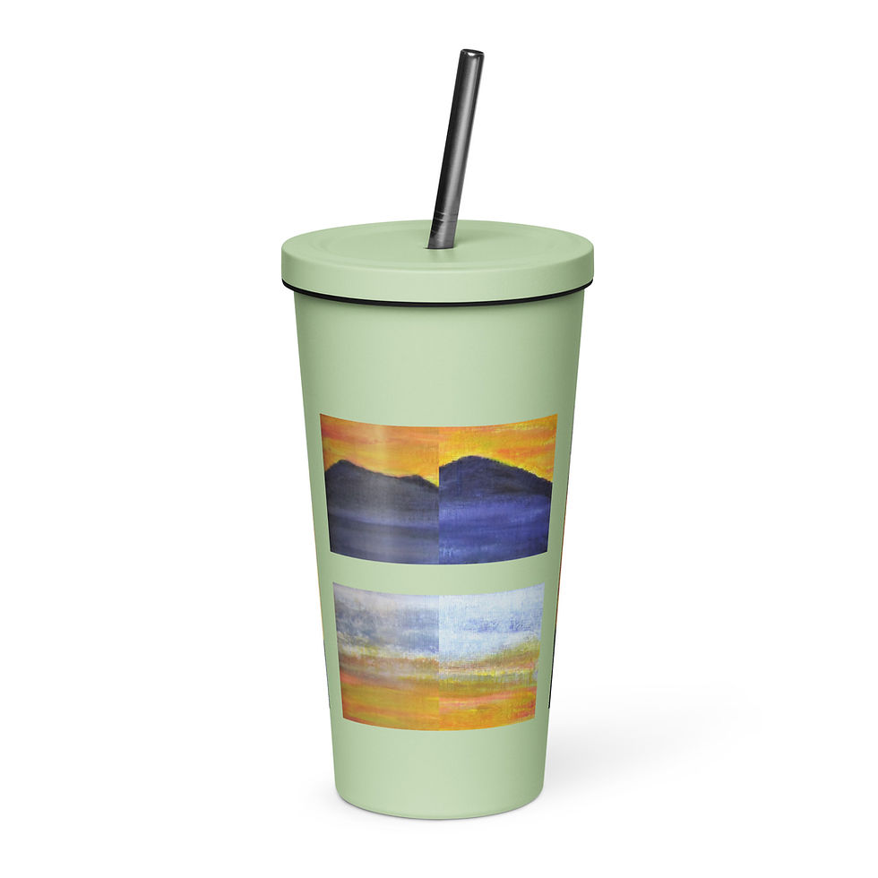 Miniatura: Sunset over Laramie Peak Range Insulated tumbler with a straw