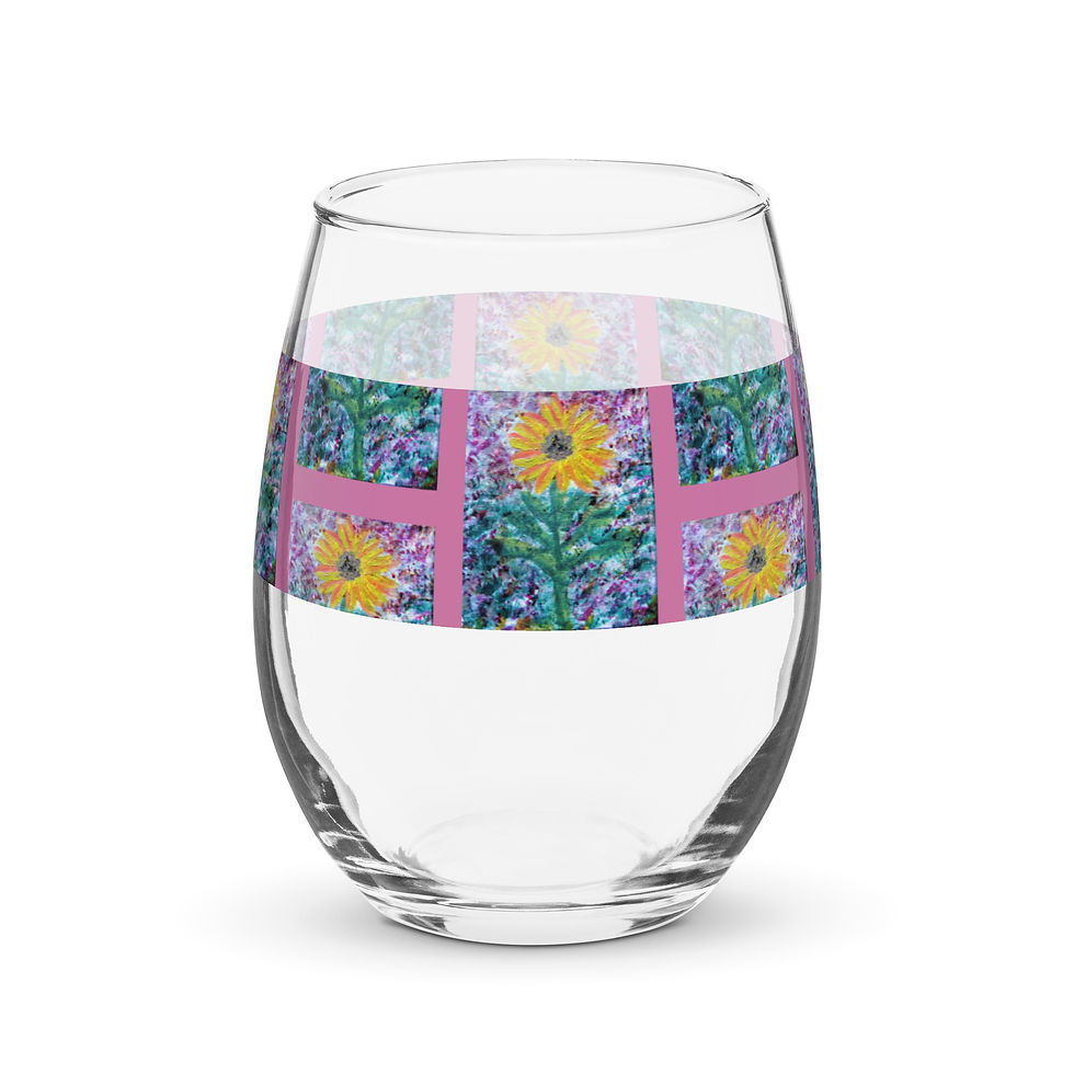 Miniatura: A Solitary Sunflower 1 Stemless wine glass