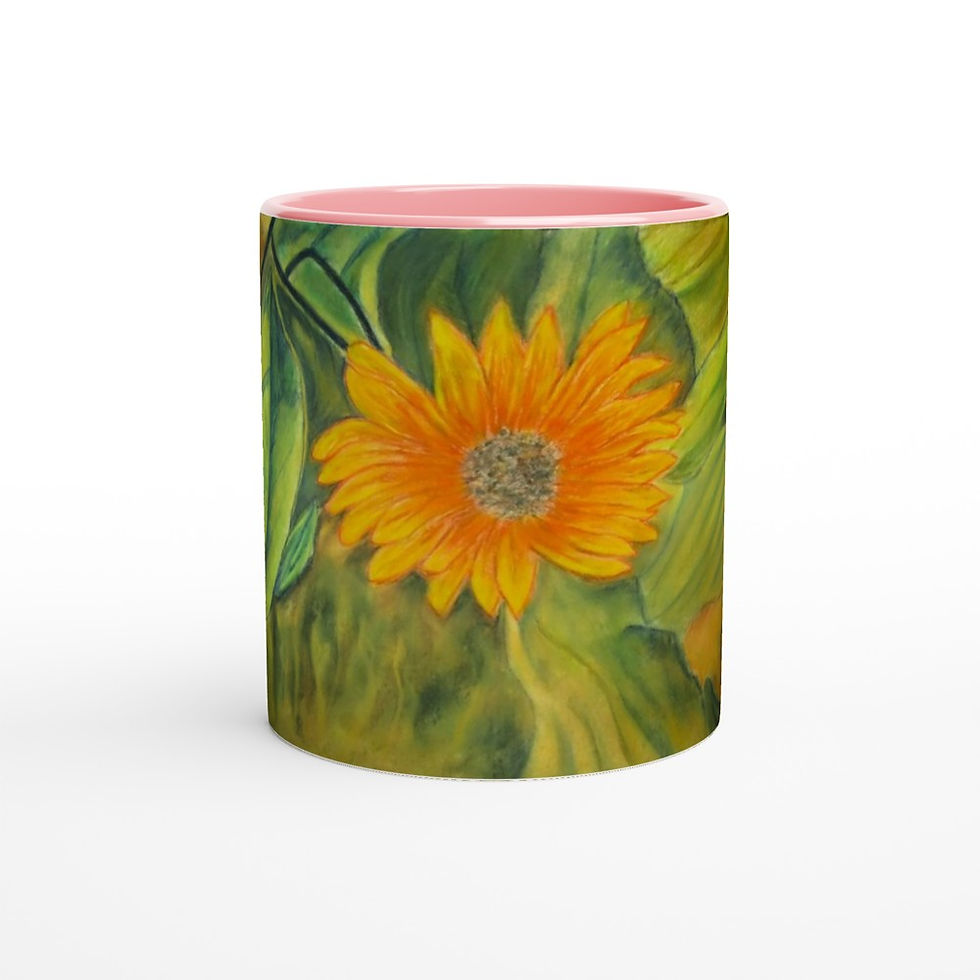 Thumbnail: A Solitary Sunflower 4 White 11oz Ceramic Mug with Color Inside