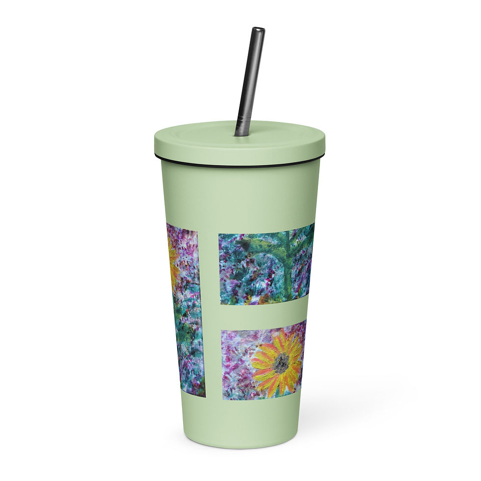 Miniatura: A Solitary Sunflower 1 Insulated tumbler with a straw
