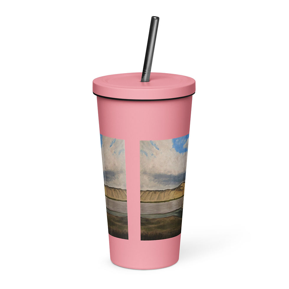 Thumbnail: Sunlit Sheep Mountain Insulated tumbler with a straw
