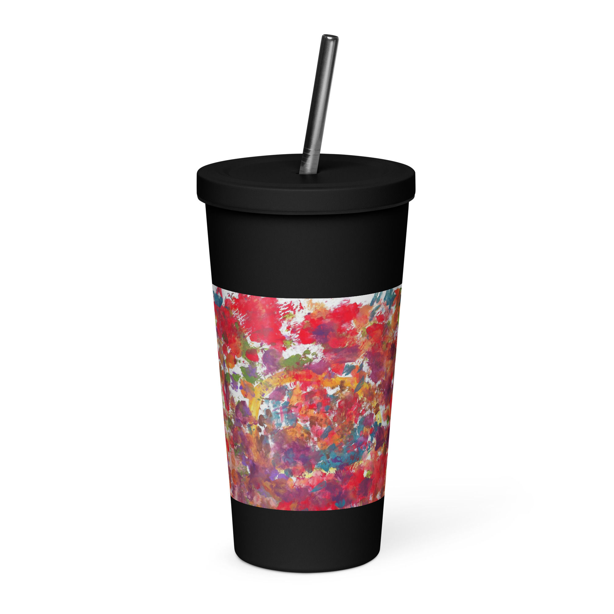 Floral Abstraction 1 Insulated tumbler with a straw