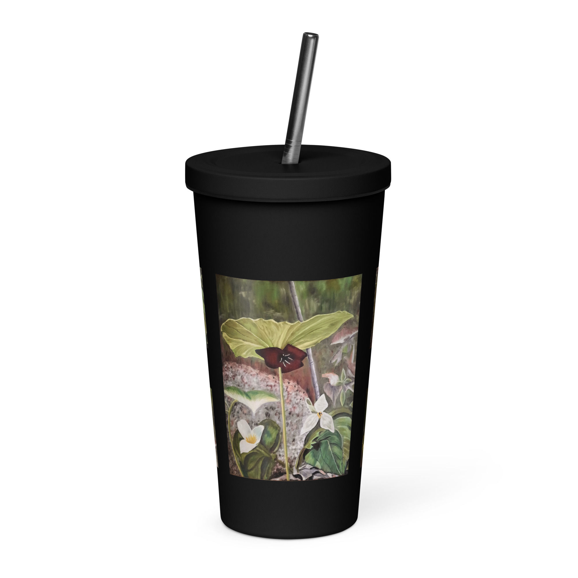 Trillium Tranquility Insulated tumbler with a straw