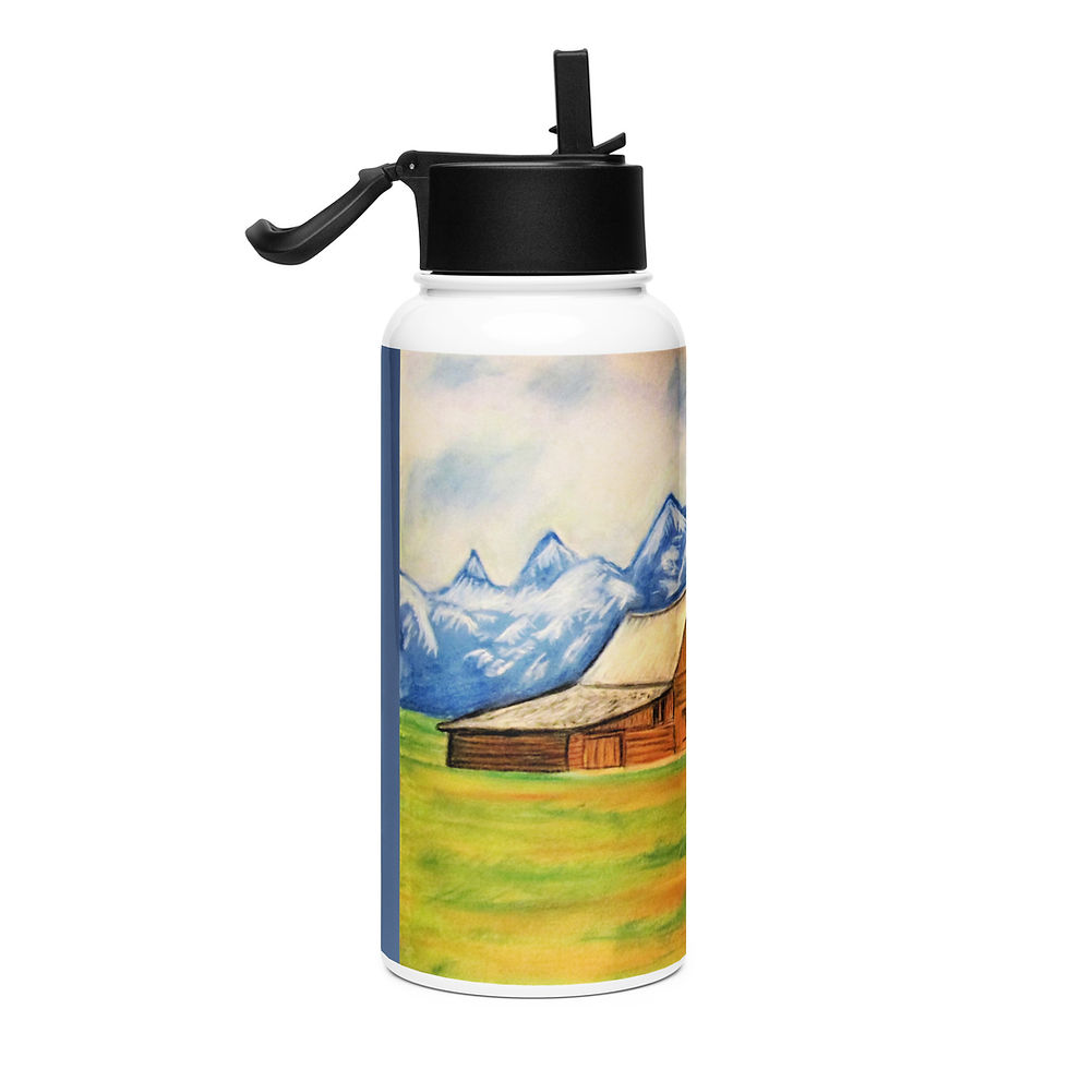 Miniatura: A Simpler Way of Life Stainless steel water bottle with a straw lid