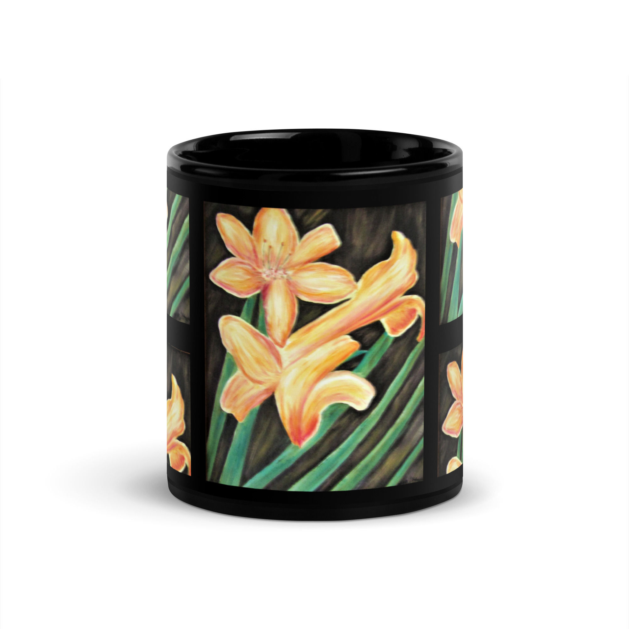 Daylilies of the Field 1 Black Glossy Mug