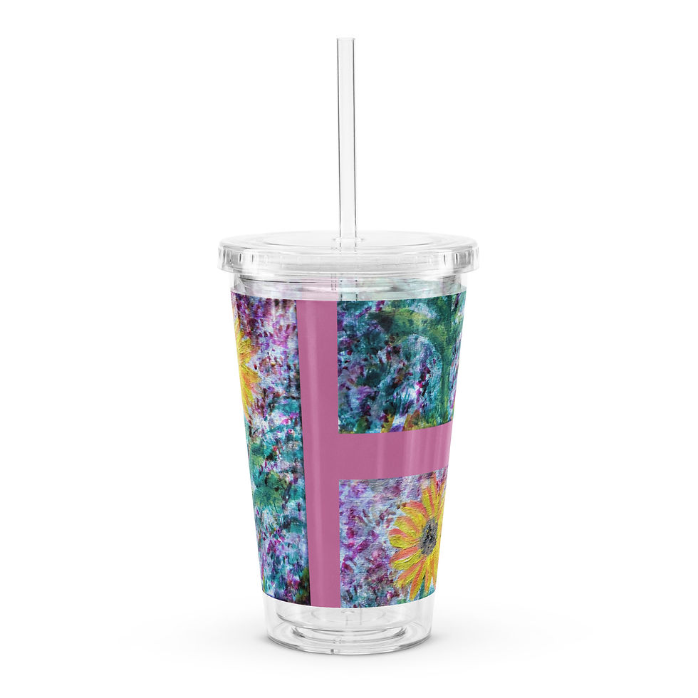 Thumbnail: A Solitary Sunflower 1 Clear plastic tumbler