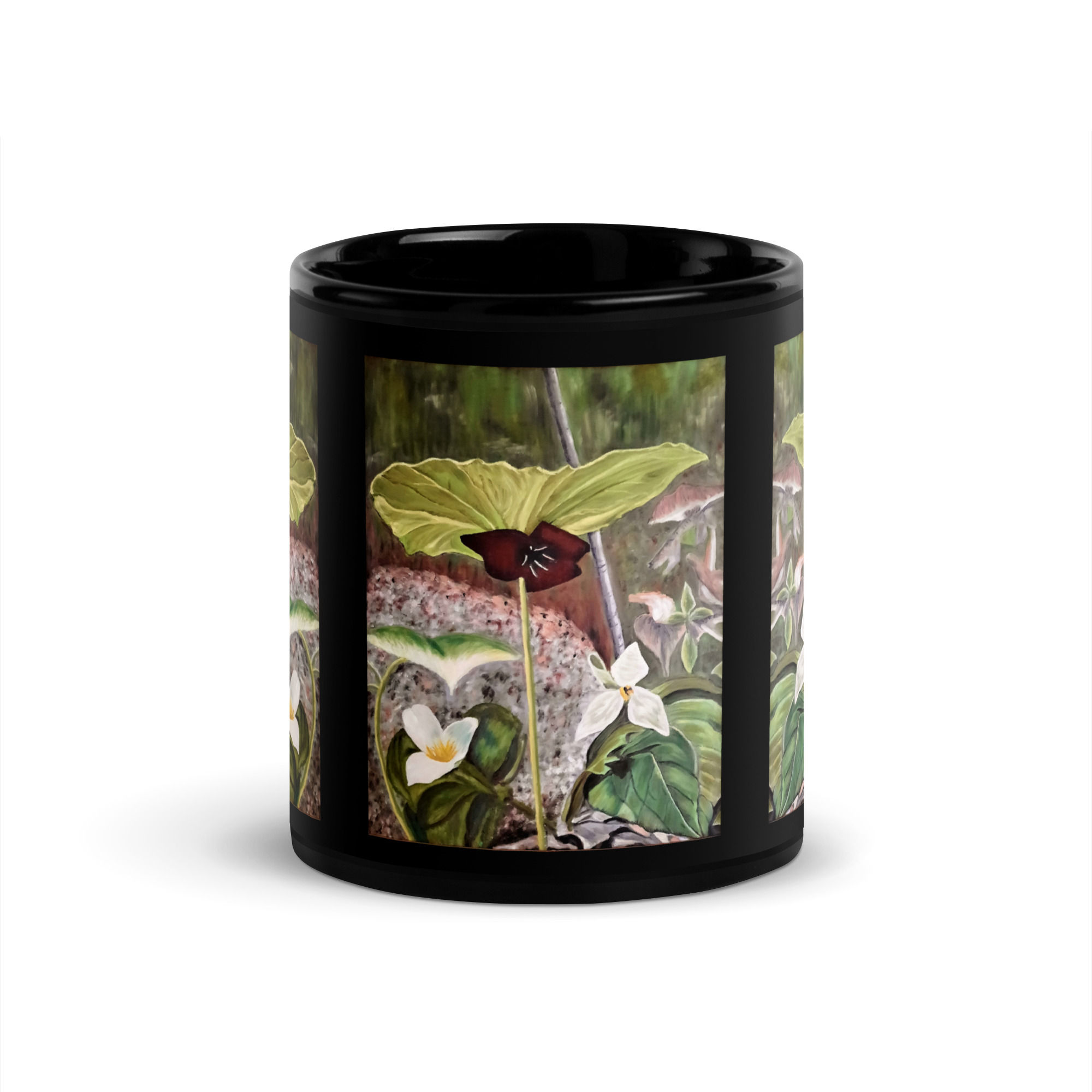 Trillium Tranquility Black Glossy Mug