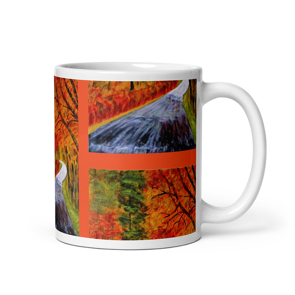 Miniatura: The Road Not Taken White glossy mug