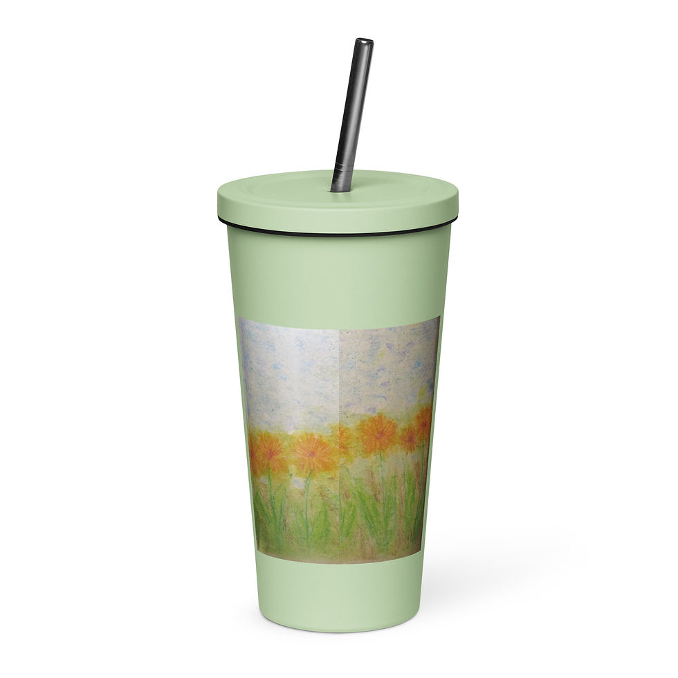 Thumbnail: Summer Dreams Sunflowers Insulated tumbler with a straw