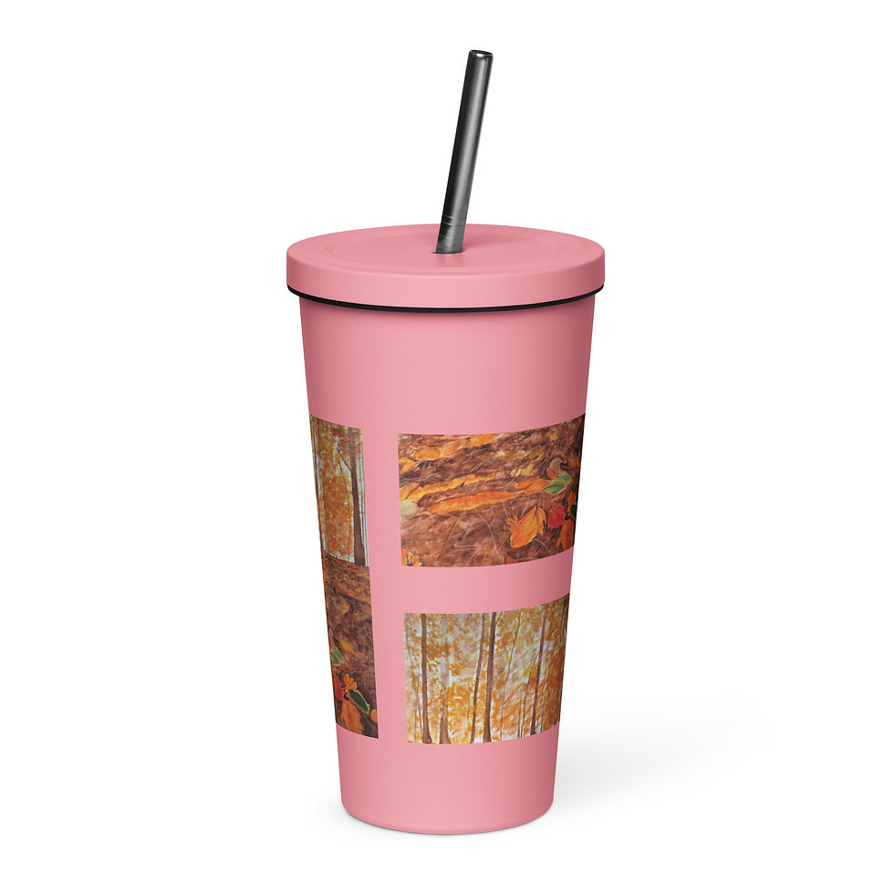 Thumbnail: Autumn Mosaic Insulated tumbler with a straw