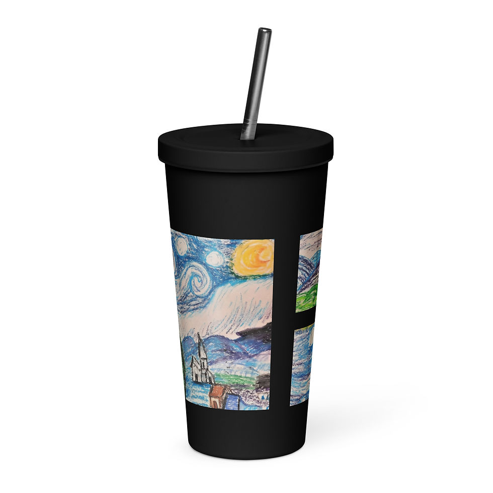 Miniatura: Anna's Starry Night Insulated tumbler with a straw