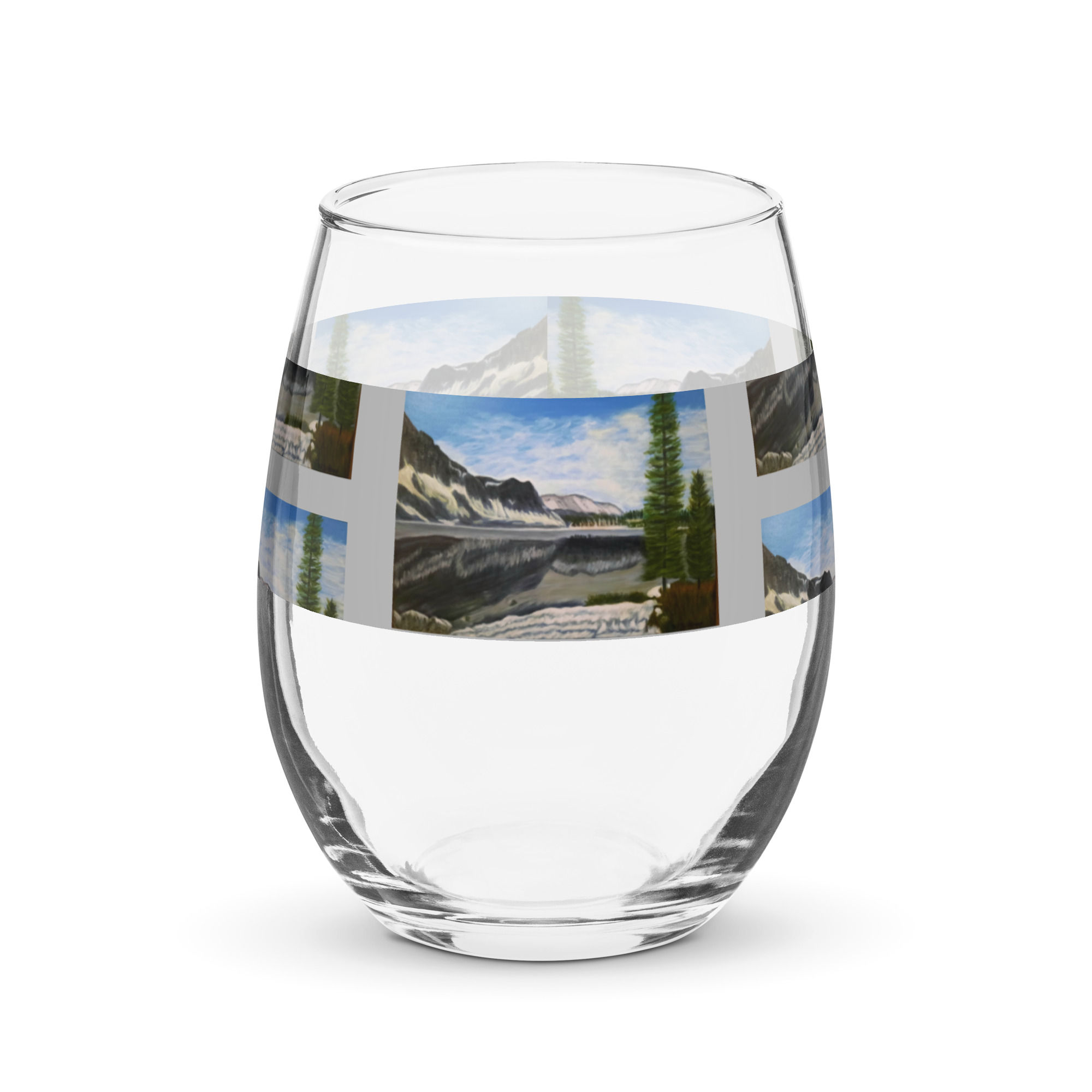 Lovely Lake Marie Stemless wine glass