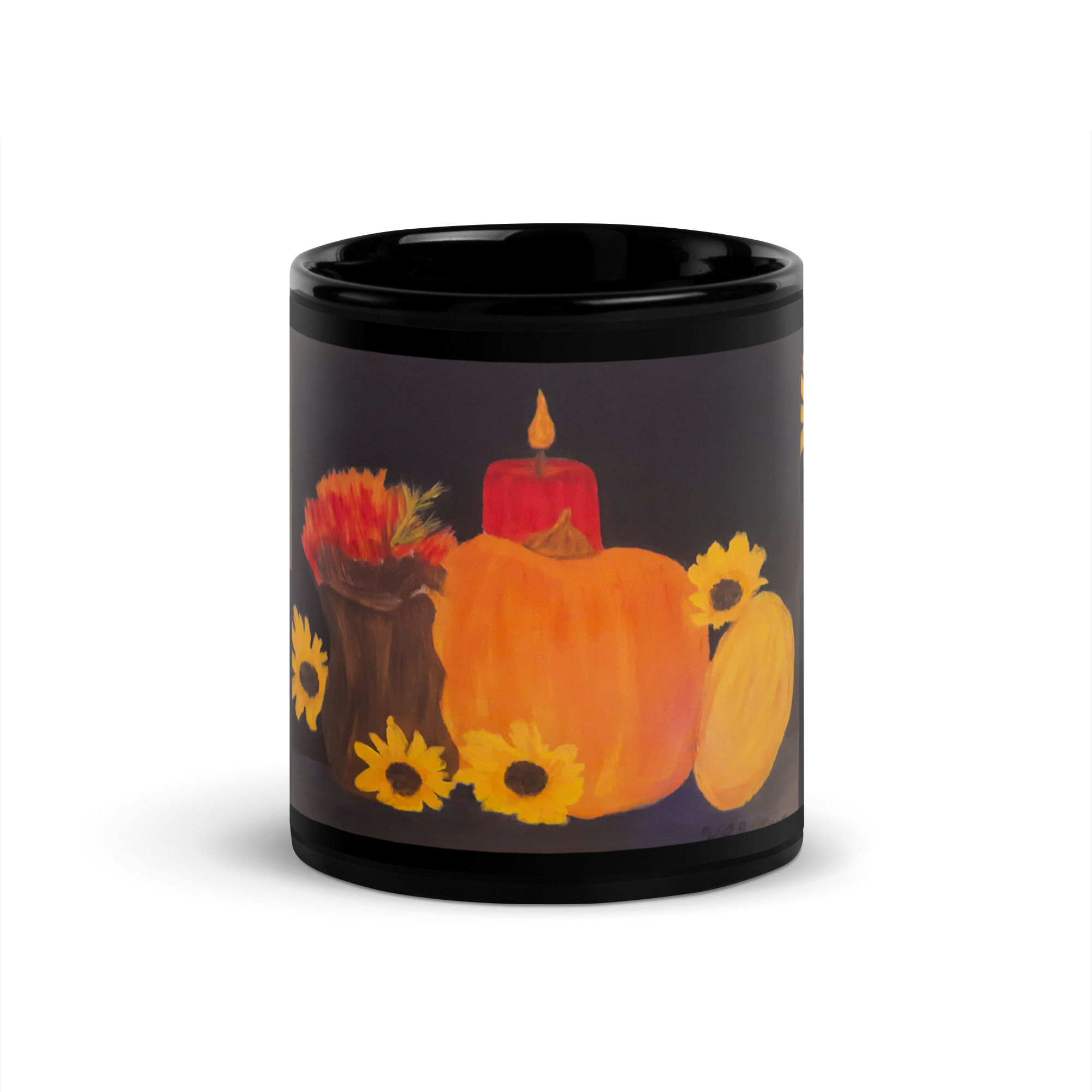 Fall Harvest 2 Black Glossy Mug