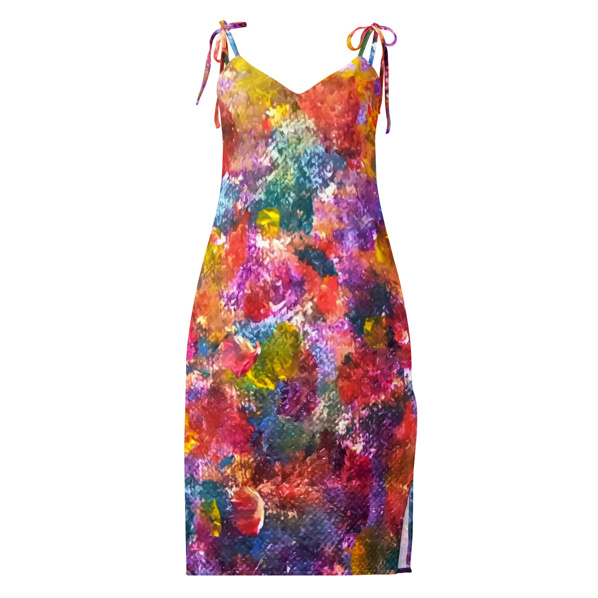 Floral Abstraction 2 Tie-strap midi dress
